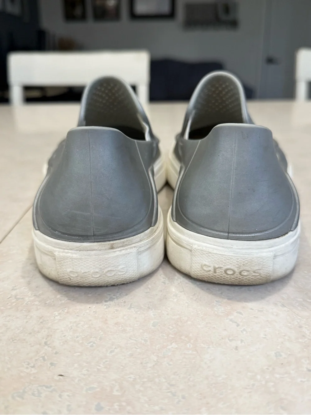 CROCS Women's Slip-On Perforated Flats - Gray with White Sole